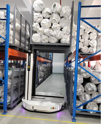 Orta ve küçük büyüklükte depo alanı için çatal kaldırıcı veya AGV işletimli özelleştirilebilir kumaş rulo depolama sistemi