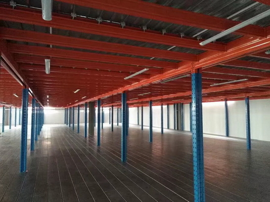 Ağır / Orta Görevli Çok Katmanlı Çelik Platform Mavi ve Turuncu Renkli Endüstriyel Mezzanine Zeminleri